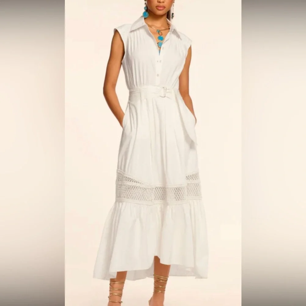 New Ramy Brook Celina Midi Shirtdress in White Size XS - Picture 1 of 12